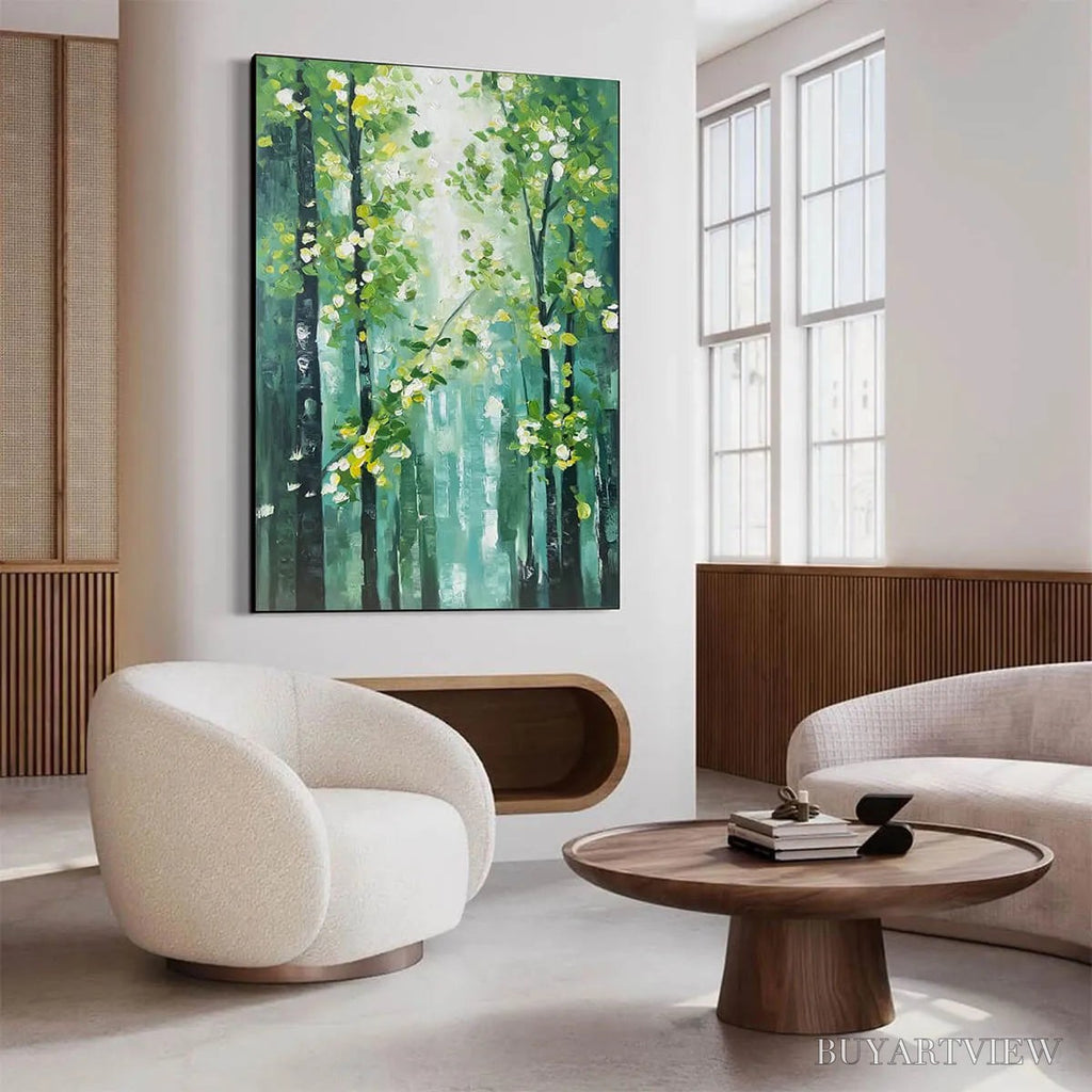 ARTOVITAS Emerald Grove – Forest Trees Nature Oil Painting - image 4