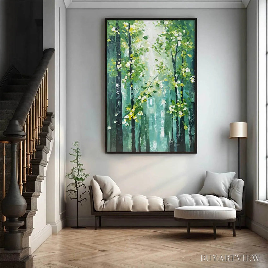 ARTOVITAS Emerald Grove – Forest Trees Nature Oil Painting - image 6