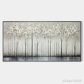 ARTOVITAS Silver Birch Mist – Forest Landscape Painting in Grey and White - image 1
