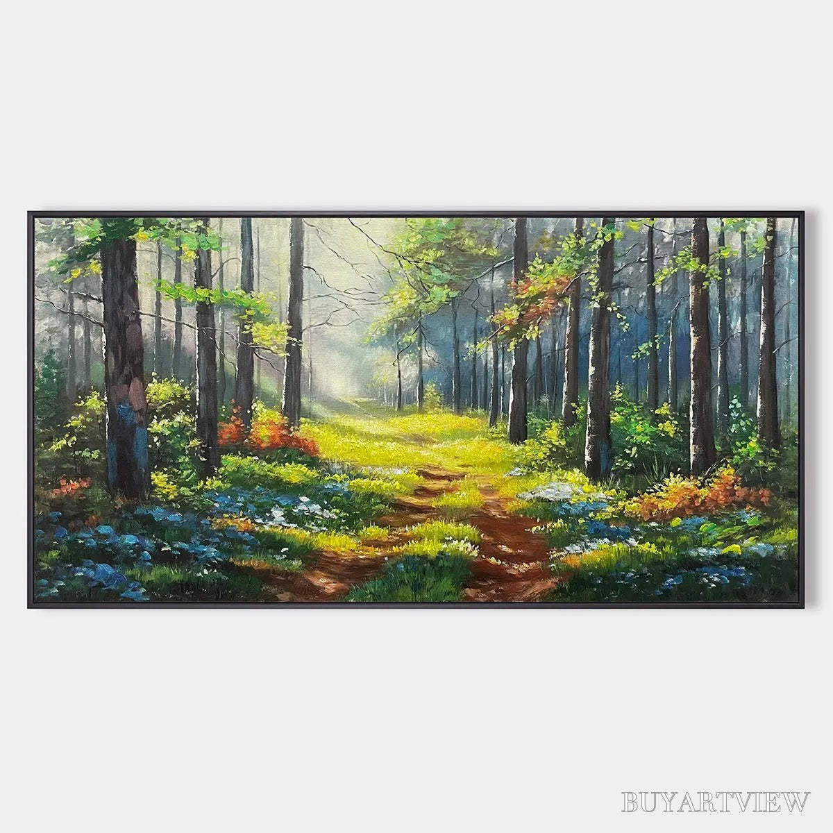 ARTOVITAS Forest Path – Forest Landscape Painting, Nature Trail, Green, Living Room, Bedroom, Office - image 1