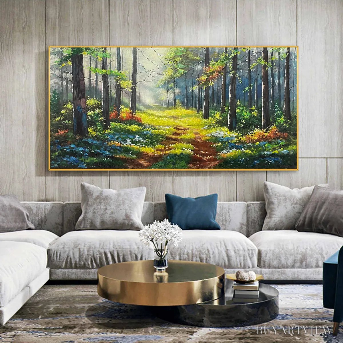 ARTOVITAS Forest Path – Forest Landscape Painting, Nature Trail, Green, Living Room, Bedroom, Office - image 4