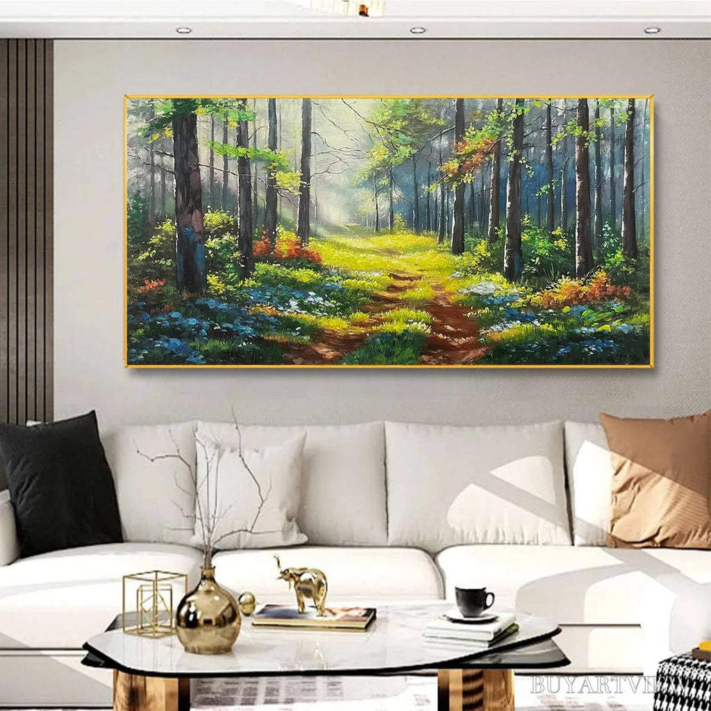 ARTOVITAS Forest Path – Forest Landscape Painting, Nature Trail, Green, Living Room, Bedroom, Office - image 5
