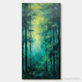 ARTOVITAS Emerald Forest Path – Vertical Forest Painting, Green Woodland Scene, Nature , Living Room - image 1