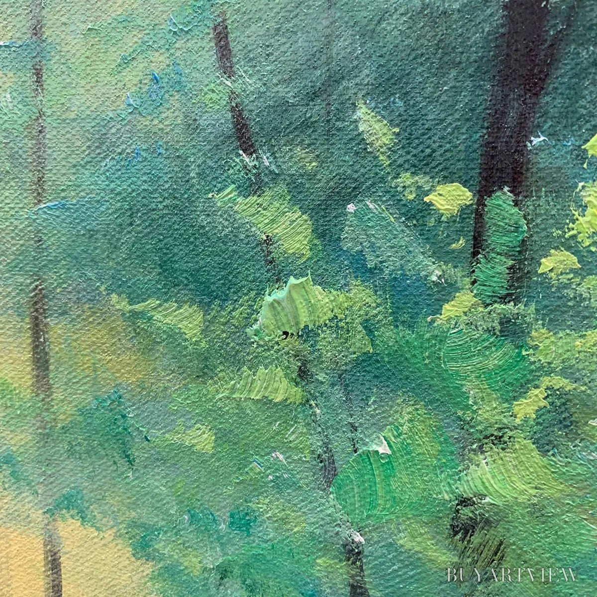 ARTOVITAS Emerald Forest Path – Vertical Forest Painting, Green Woodland Scene, Nature , Living Room - image 3