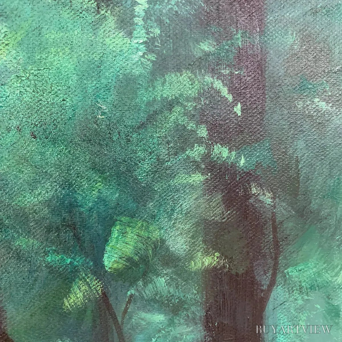 ARTOVITAS Emerald Forest Path – Vertical Forest Painting, Green Woodland Scene, Nature , Living Room - image 6