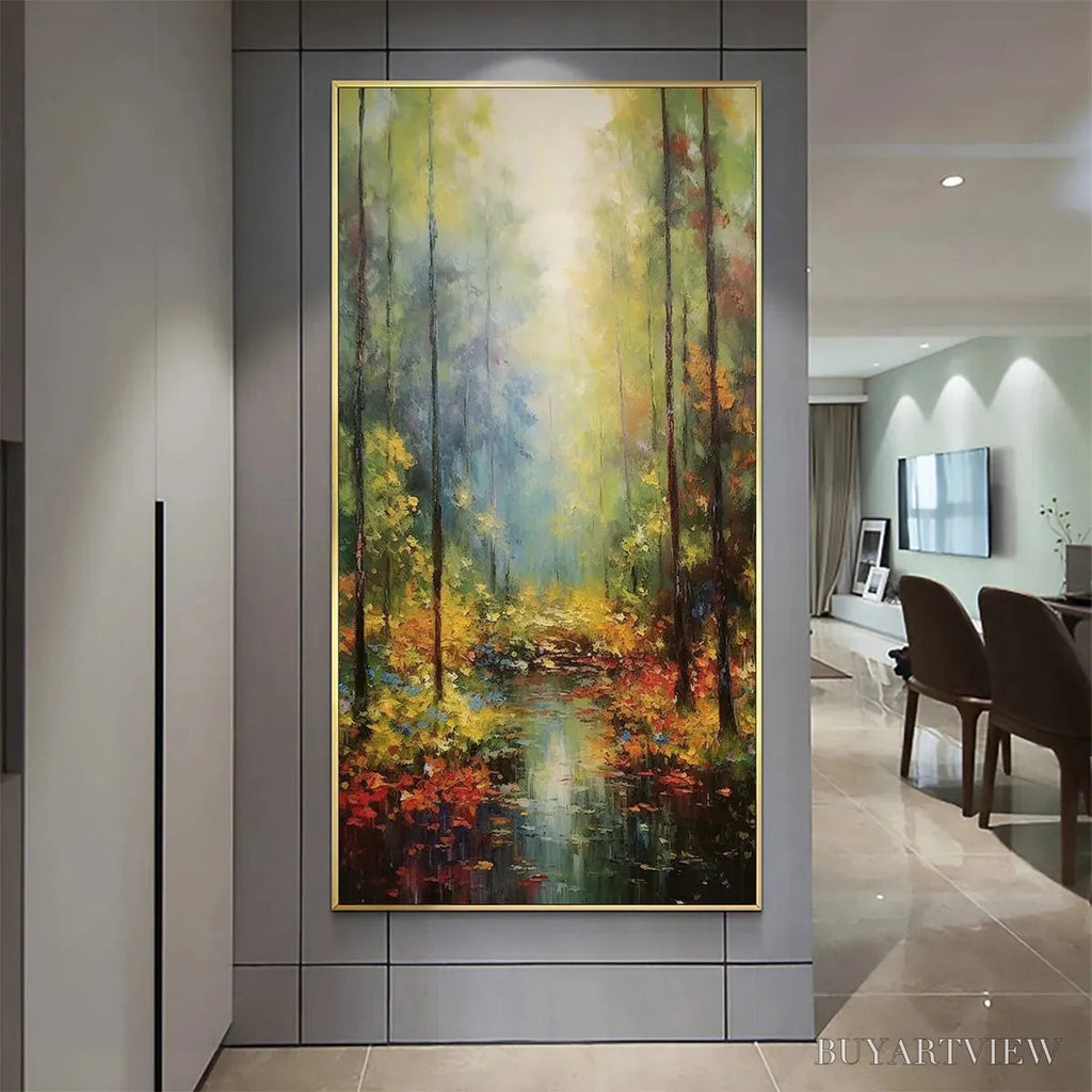 ARTOVITAS Autumn Woodland Stream – Vertical Landscape Oil Painting, Forest Scene with Stream, Fall Colors, Nature - image 2
