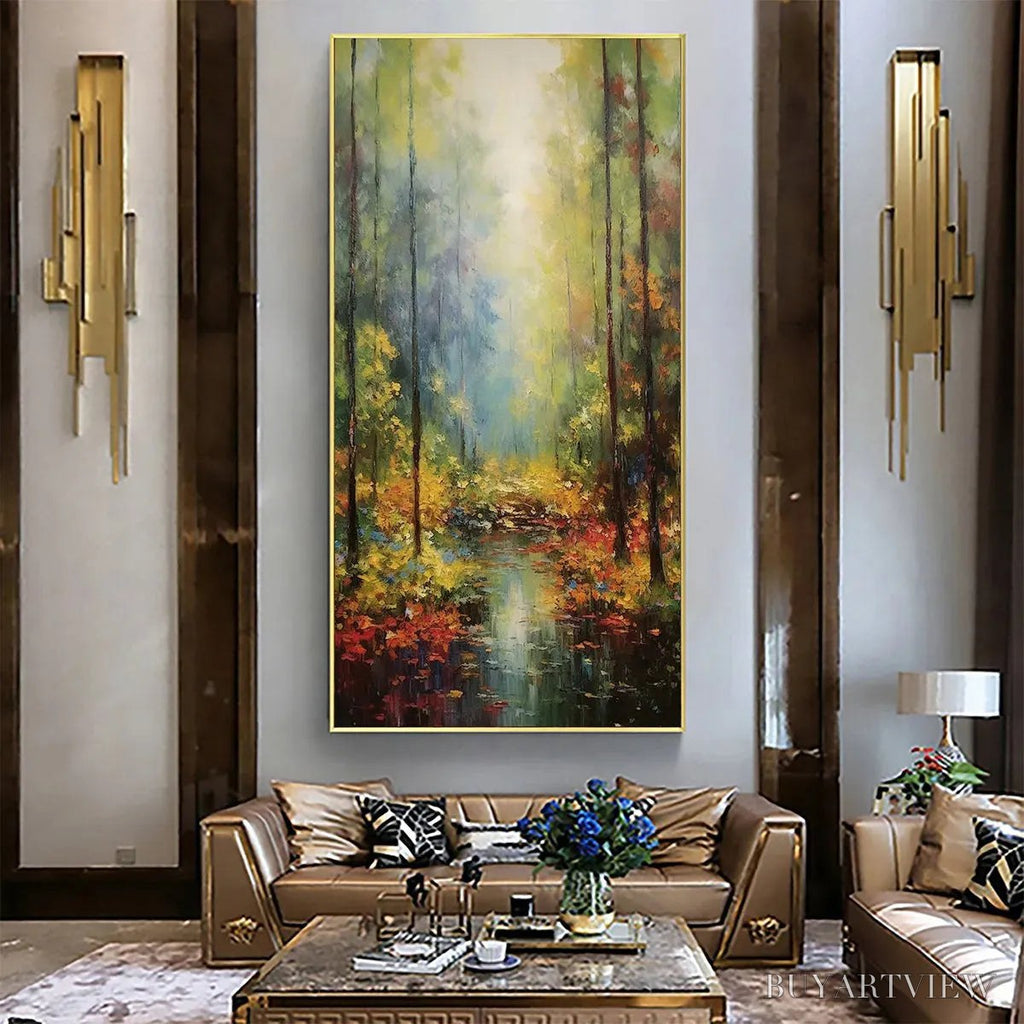 ARTOVITAS Autumn Woodland Stream – Vertical Landscape Oil Painting, Forest Scene with Stream, Fall Colors, Nature - image 5