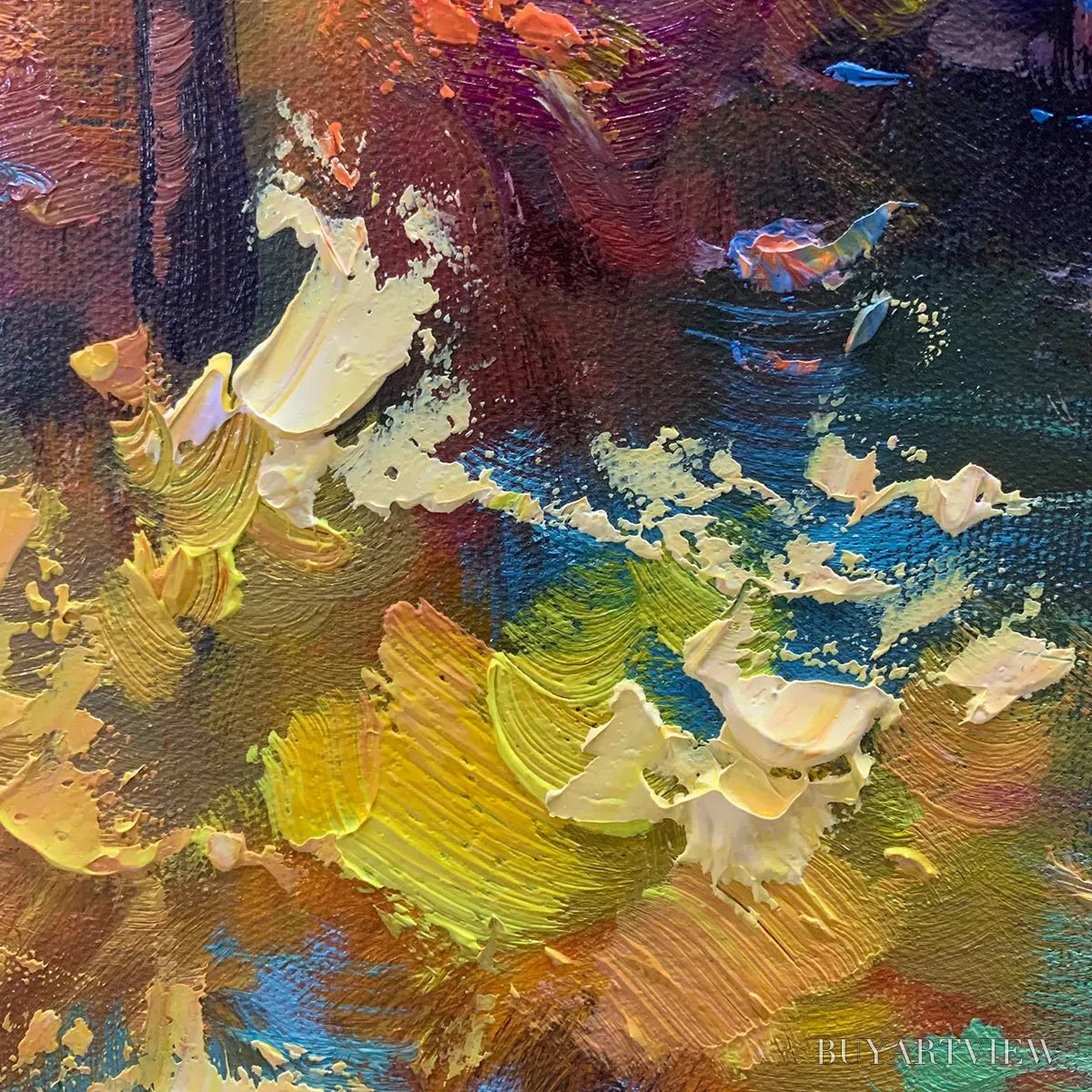 ARTOVITAS Autumn Woodland Stream – Vertical Landscape Oil Painting, Forest Scene with Stream, Fall Colors, Nature - image 6