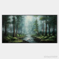 ARTOVITAS Forest Path – Panoramic Forest Painting with Stream, Misty Landscape, Canvas - image 1