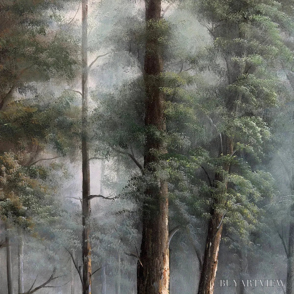 ARTOVITAS Forest Path – Panoramic Forest Painting with Stream, Misty Landscape, Canvas - image 3