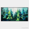 ARTOVITAS Emerald Forest – Panoramic Landscape Painting of an Evergreen Forest, Textured Impasto, Modern , Green - image 1