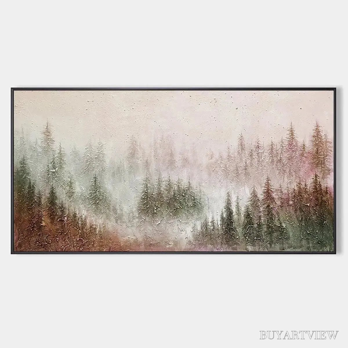 ARTOVITAS Misty Pines – Panoramic Misty Forest Landscape Oil Painting - image 1