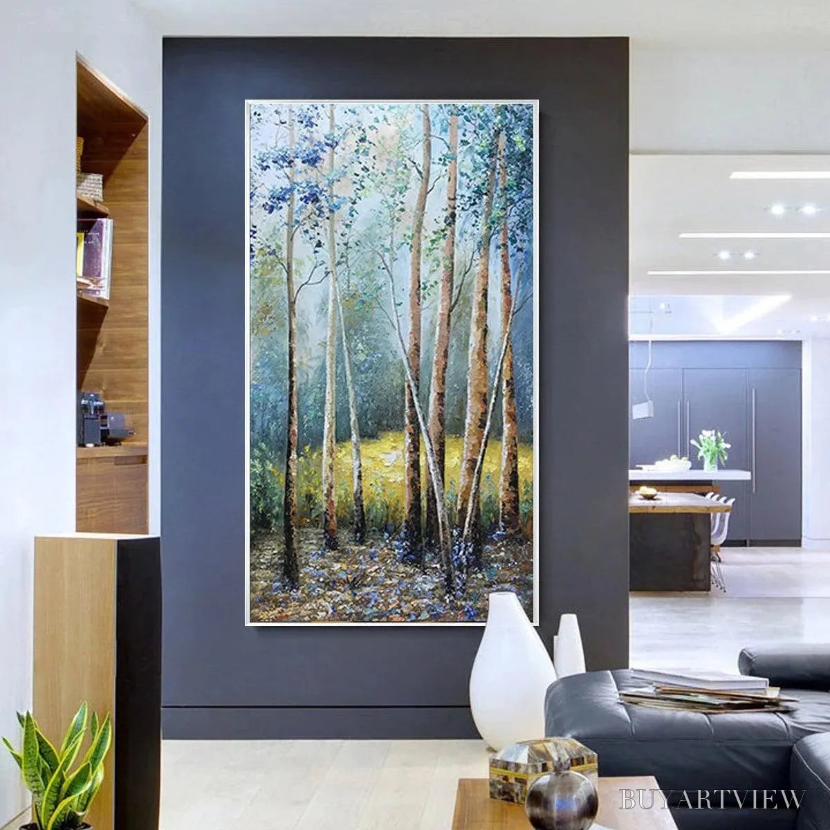 ARTOVITAS Birchlight Glade – Vertical Forest Landscape Oil Painting - image 2