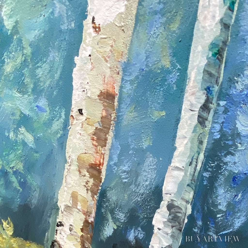 ARTOVITAS Birchlight Glade – Vertical Forest Landscape Oil Painting - image 3