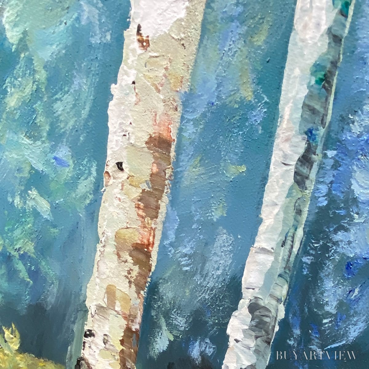 ARTOVITAS Birchlight Glade – Vertical Forest Landscape Oil Painting - image 3