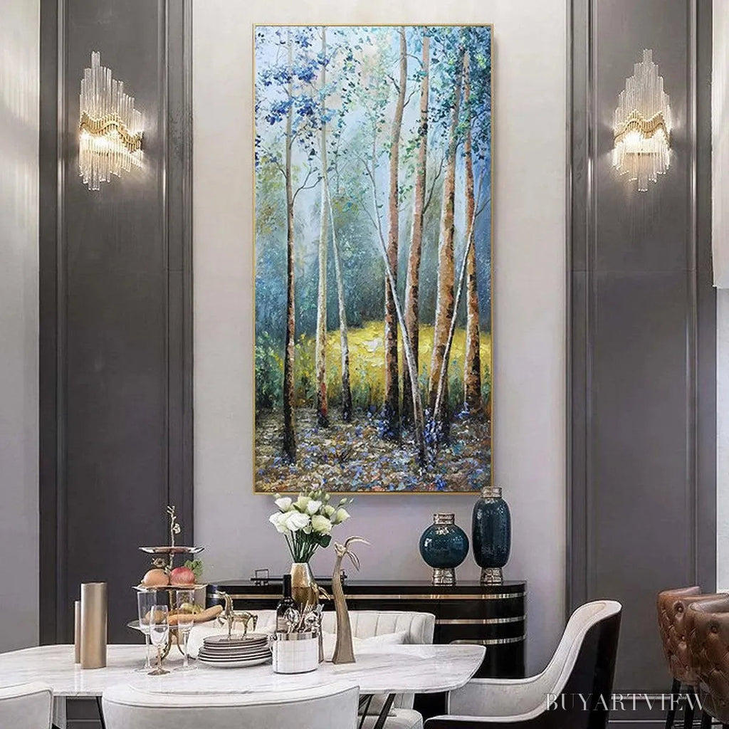 ARTOVITAS Birchlight Glade – Vertical Forest Landscape Oil Painting - image 5