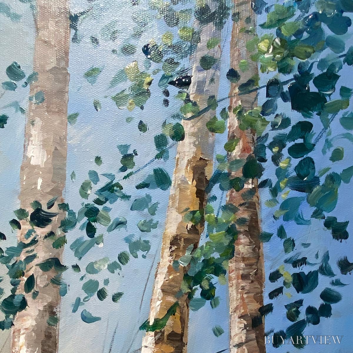ARTOVITAS Birchlight Glade – Vertical Forest Landscape Oil Painting - image 6