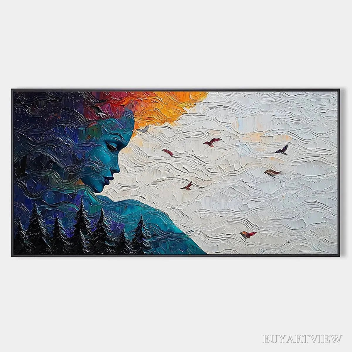 ARTOVITAS Forest Muse – Textured Impasto Portrait with Nature Oil Painting - image 1