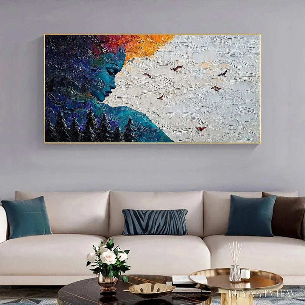 ARTOVITAS Forest Muse – Textured Impasto Portrait with Nature Oil Painting - image 2