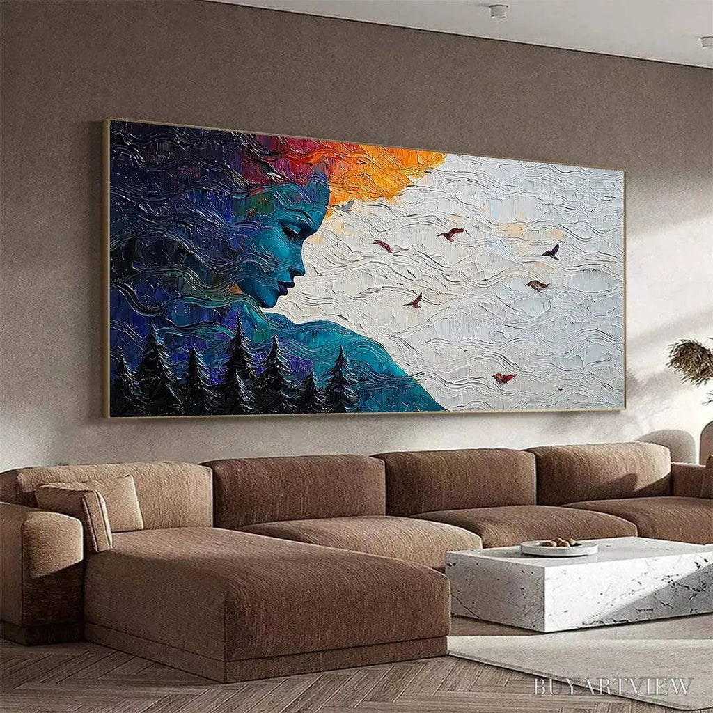 ARTOVITAS Forest Muse – Textured Impasto Portrait with Nature Oil Painting - image 3