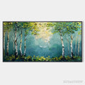 ARTOVITAS Birch Grove – Textured Forest Painting, Impasto , Horizontal Canvas, Birch Tree Decor - image 1