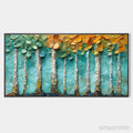 ARTOVITAS Golden Aspen Grove – Textured Forest Painting, Impasto , Horizontal Canvas, Landscape Art - image 1