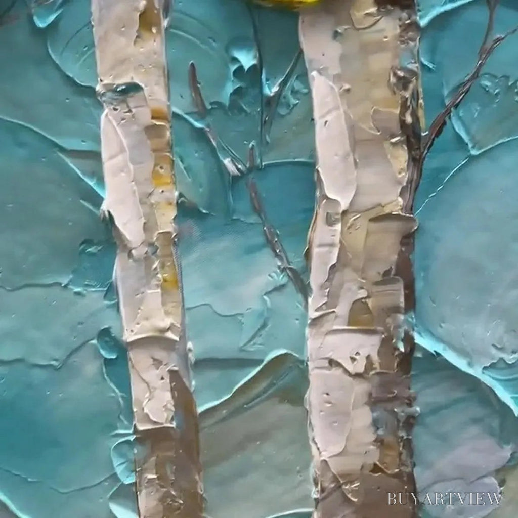 ARTOVITAS Golden Aspen Grove – Textured Forest Painting, Impasto , Horizontal Canvas, Landscape Art - image 6