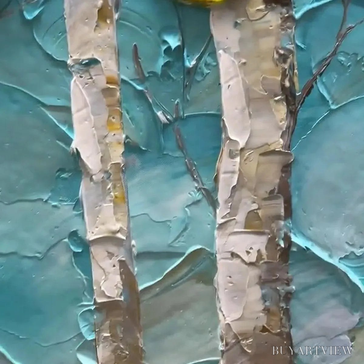 ARTOVITAS Golden Aspen Grove – Textured Forest Painting, Impasto , Horizontal Canvas, Landscape Art - image 6