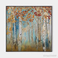 ARTOVITAS Golden Autumn Forest – Textured Autumn Forest Painting, Square - image 1