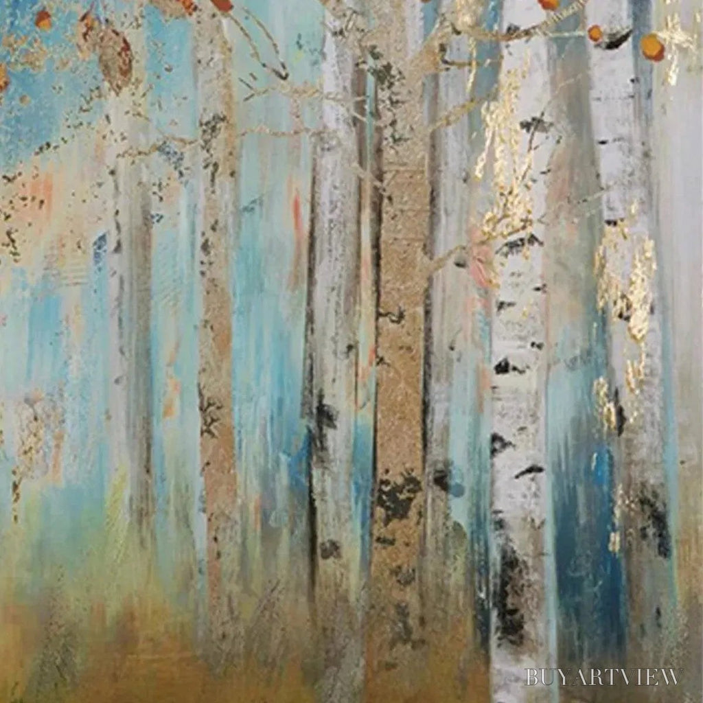 ARTOVITAS Golden Autumn Forest – Textured Autumn Forest Painting, Square - image 4