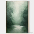 ARTOVITAS Misty Green Forest – Atmospheric Forest Landscape Painting, Vertical - image 1