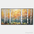 ARTOVITAS Golden Birch Grove – Forest Painting in Yellow and White - image 1