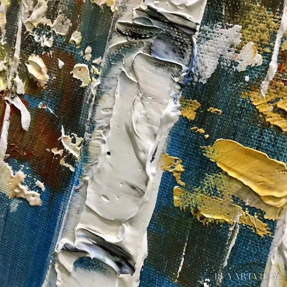 ARTOVITAS Golden Birch Grove – Forest Painting in Yellow and White - image 6
