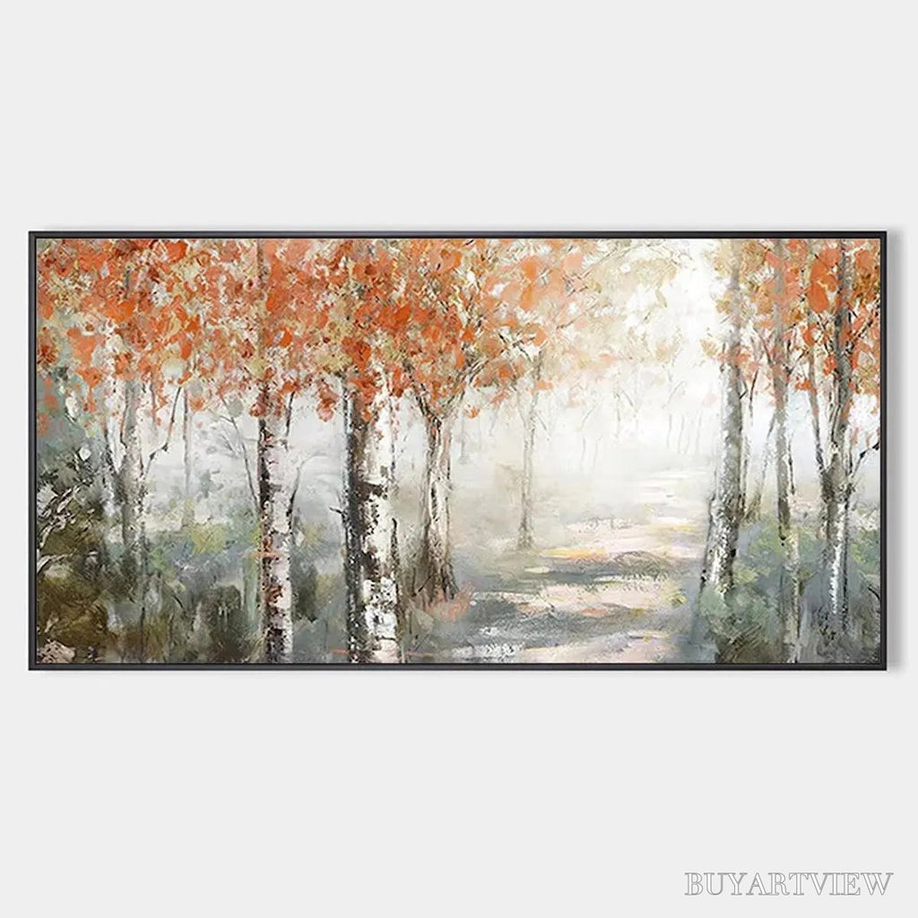 ARTOVITAS Autumn Whispers – Atmospheric Forest Landscape Painting, Horizontal - image 1