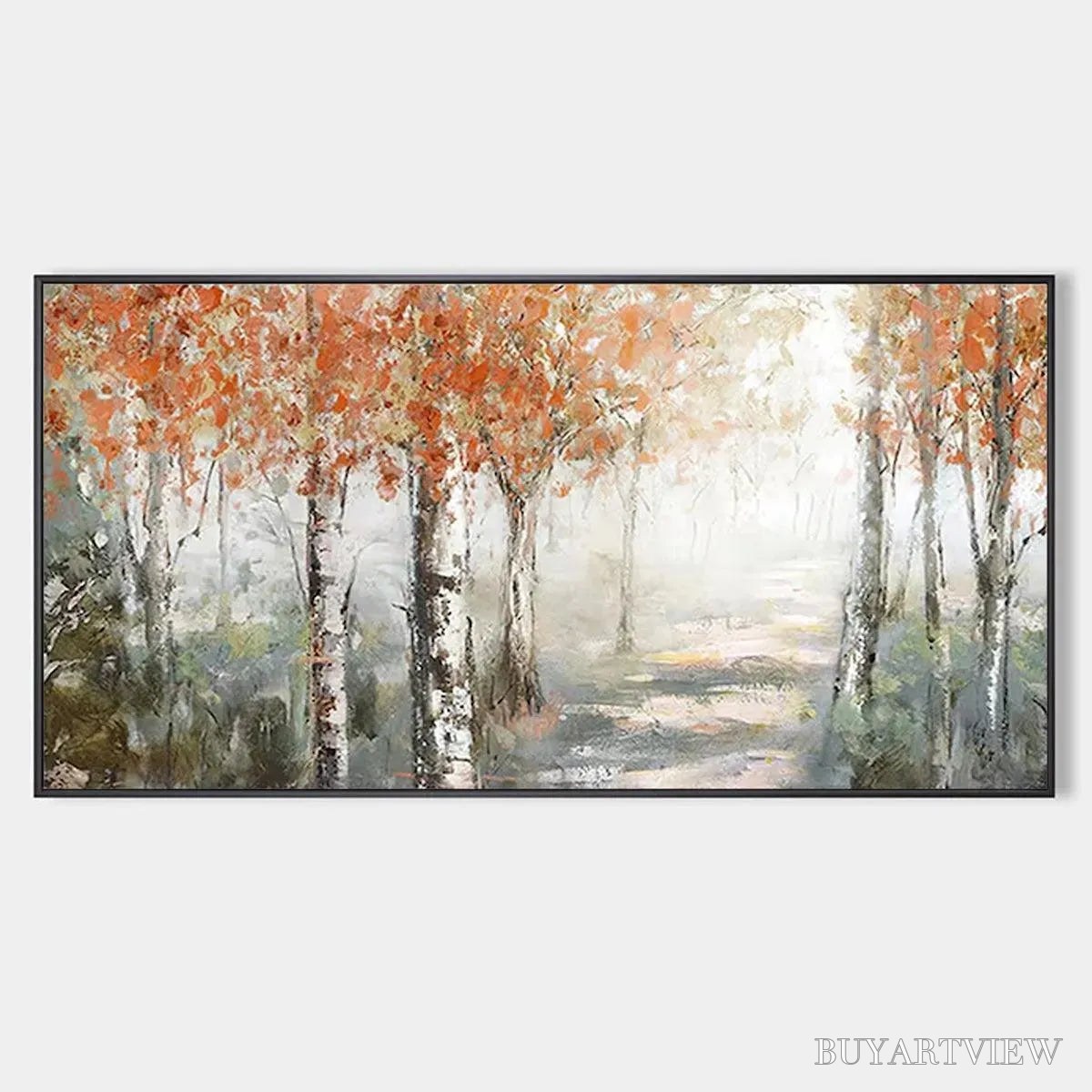 ARTOVITAS Autumn Whispers – Atmospheric Forest Landscape Painting, Horizontal - image 1