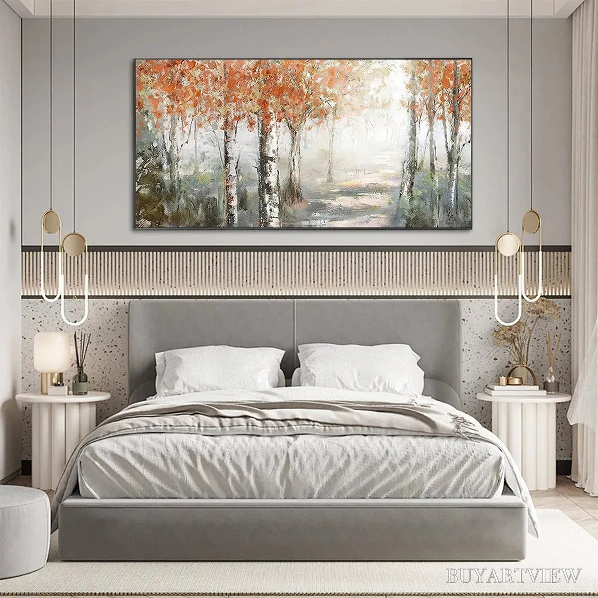 ARTOVITAS Autumn Whispers – Atmospheric Forest Landscape Painting, Horizontal - image 2