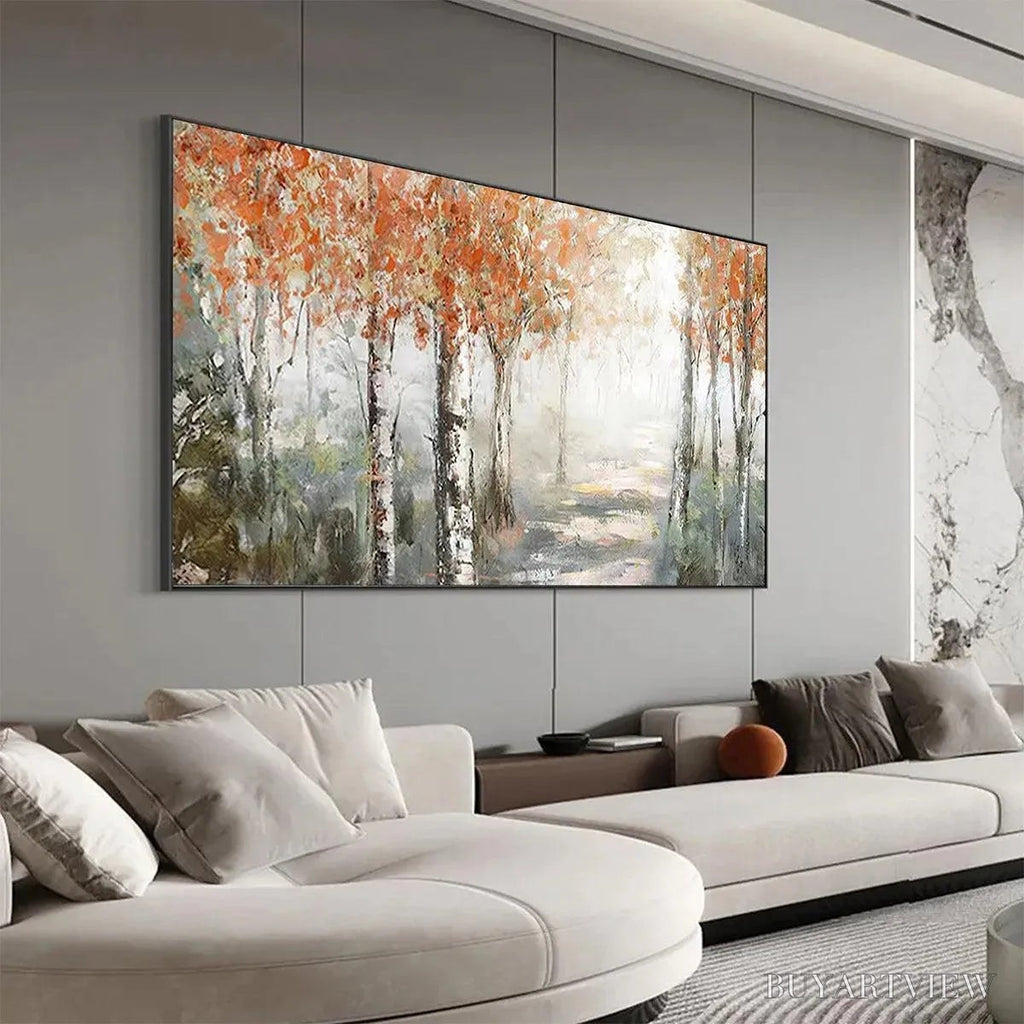 ARTOVITAS Autumn Whispers – Atmospheric Forest Landscape Painting, Horizontal - image 5