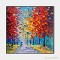 ARTOVITAS Autumn Walk – Textured Impasto Painting of a Couple Walking in an Autumn Forest - image 1
