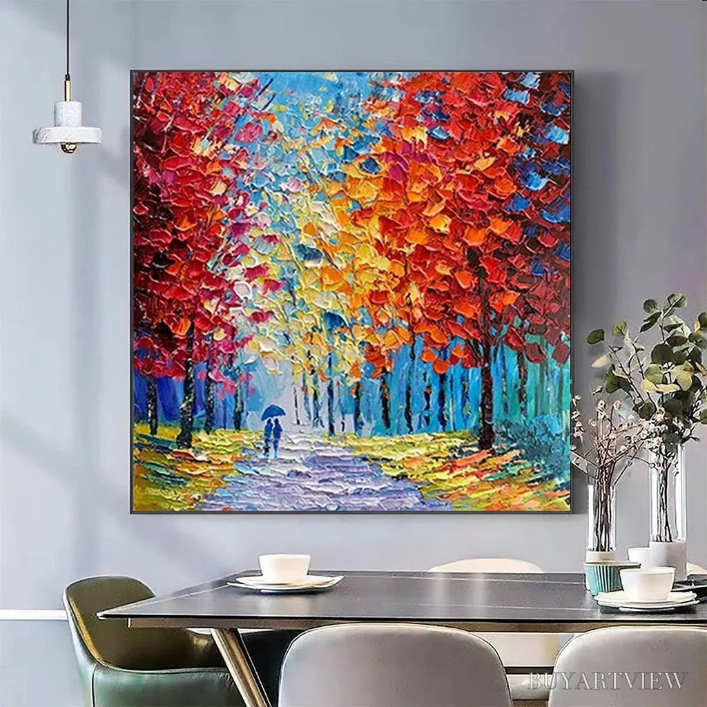 ARTOVITAS Autumn Walk – Textured Impasto Painting of a Couple Walking in an Autumn Forest - image 3