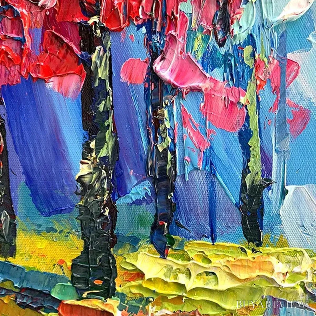 ARTOVITAS Autumn Walk – Textured Impasto Painting of a Couple Walking in an Autumn Forest - image 6
