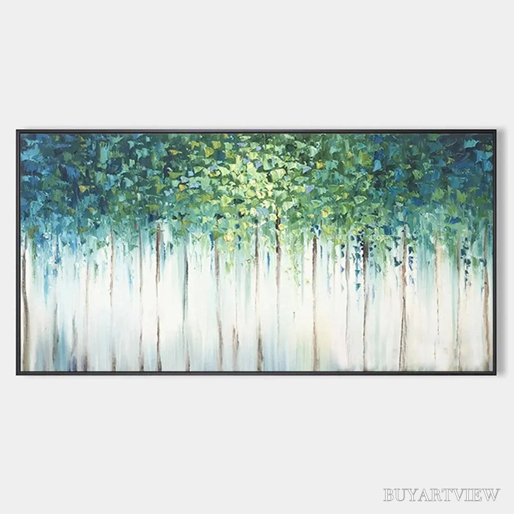 ARTOVITAS Emerald Forest – Abstract Forest Painting in Green and Blue - image 1