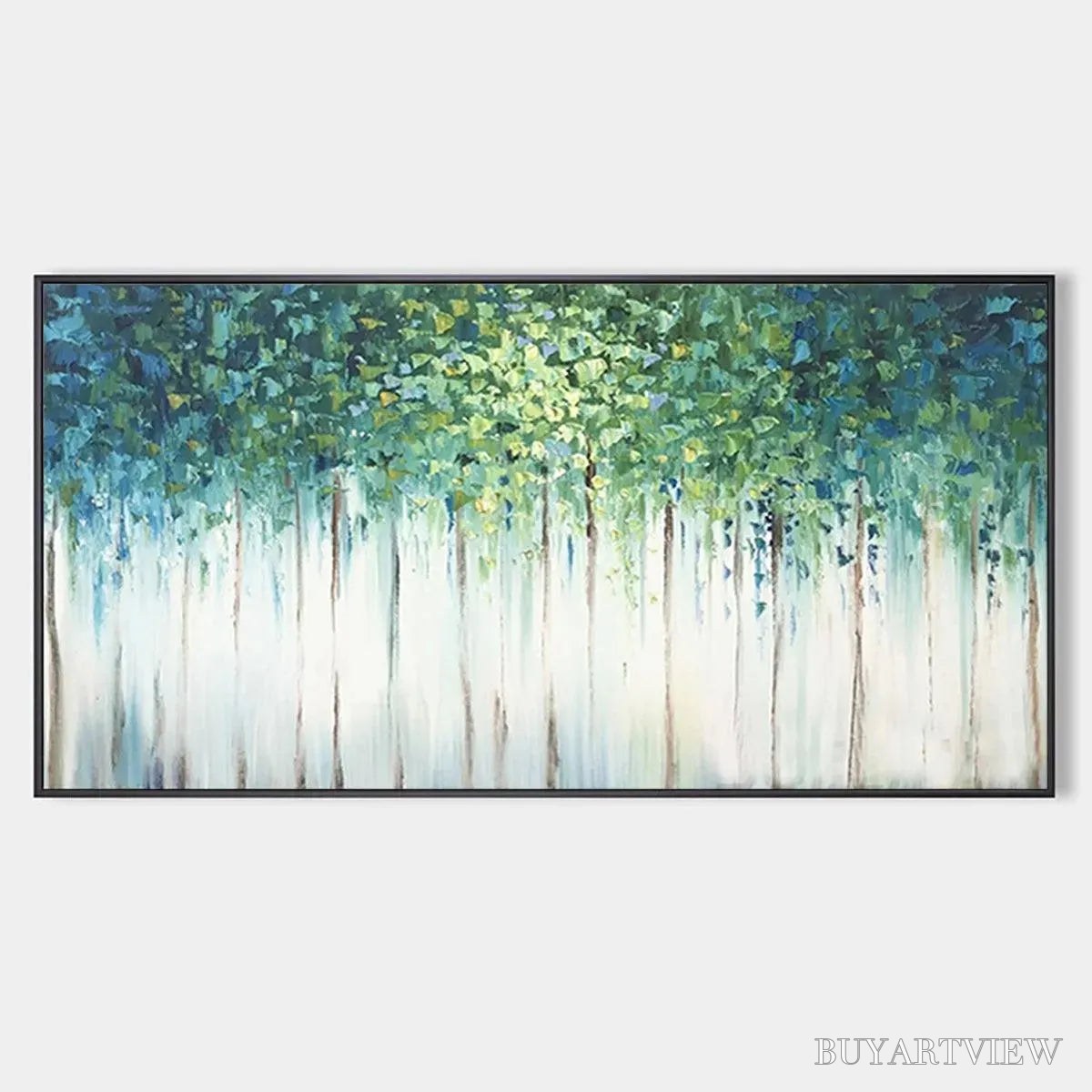 ARTOVITAS Emerald Forest – Abstract Forest Painting in Green and Blue - image 1
