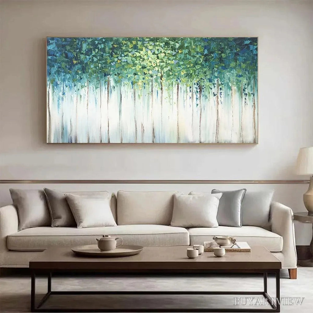 ARTOVITAS Emerald Forest – Abstract Forest Painting in Green and Blue - image 2