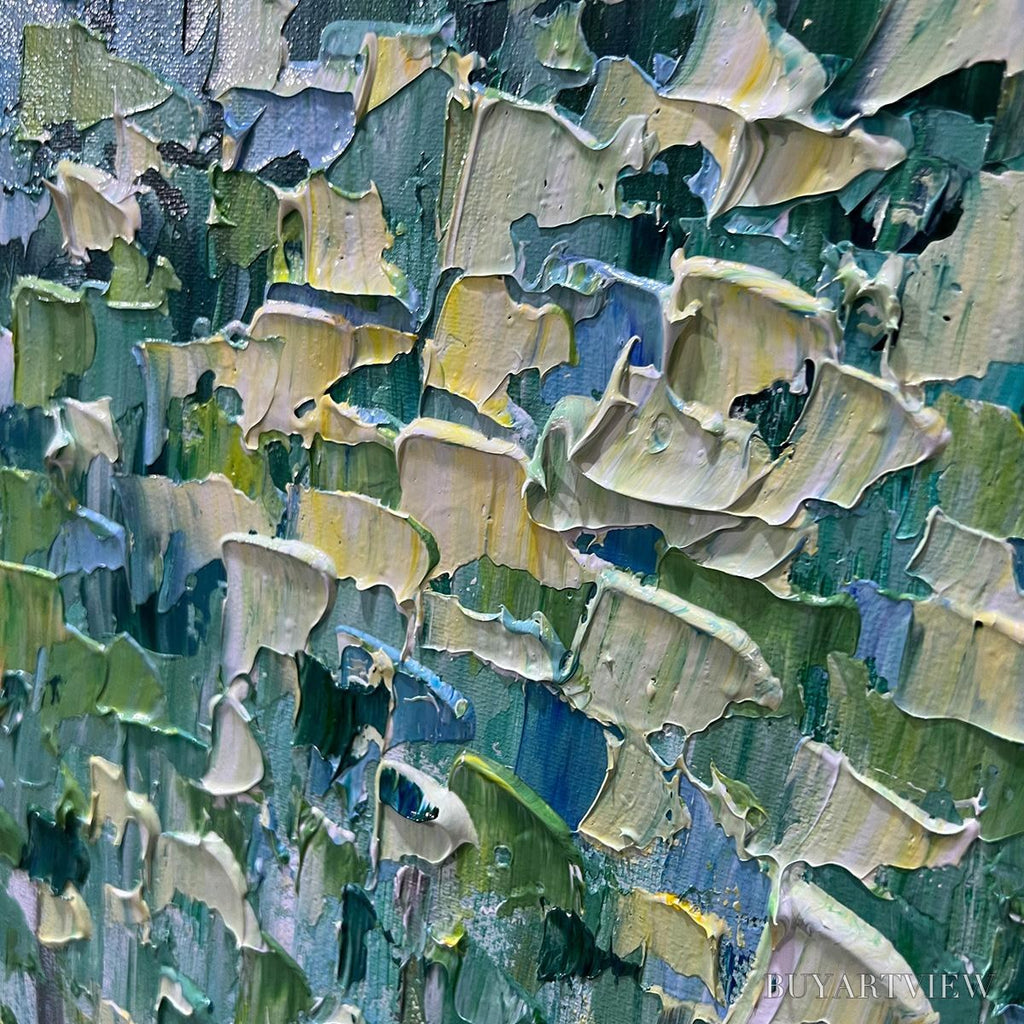 ARTOVITAS Emerald Forest – Abstract Forest Painting in Green and Blue - image 3