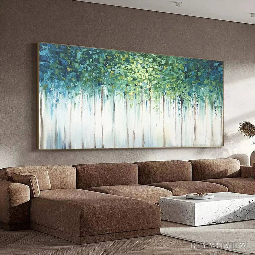 ARTOVITAS Emerald Forest – Abstract Forest Painting in Green and Blue - image 5