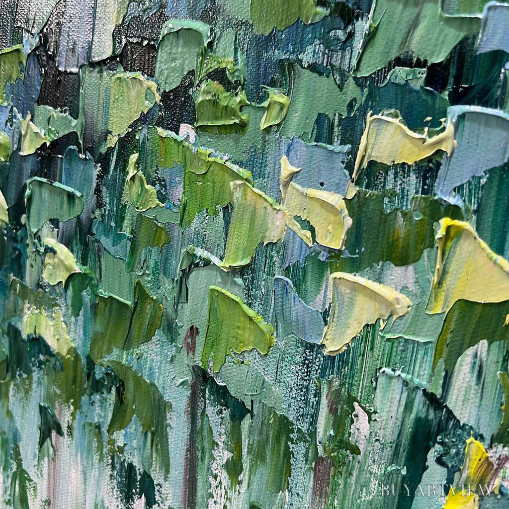 ARTOVITAS Emerald Forest – Abstract Forest Painting in Green and Blue - image 6