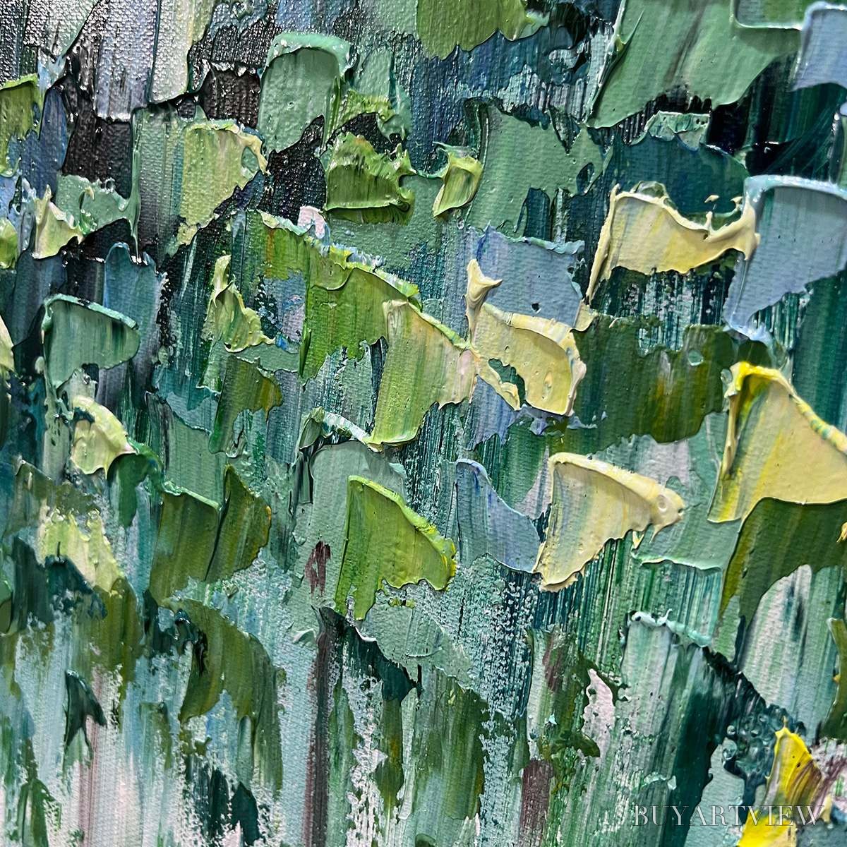 ARTOVITAS Emerald Forest – Abstract Forest Painting in Green and Blue - image 6