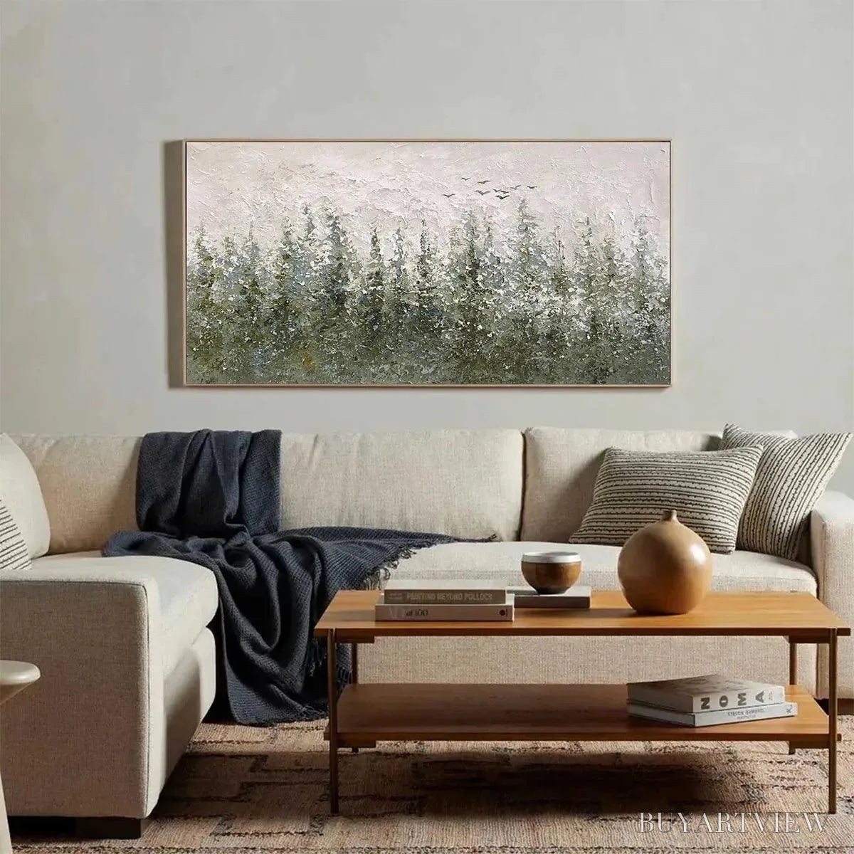 ARTOVITAS Misty Forest – Textured Atmospheric Forest Landscape Painting - image 4