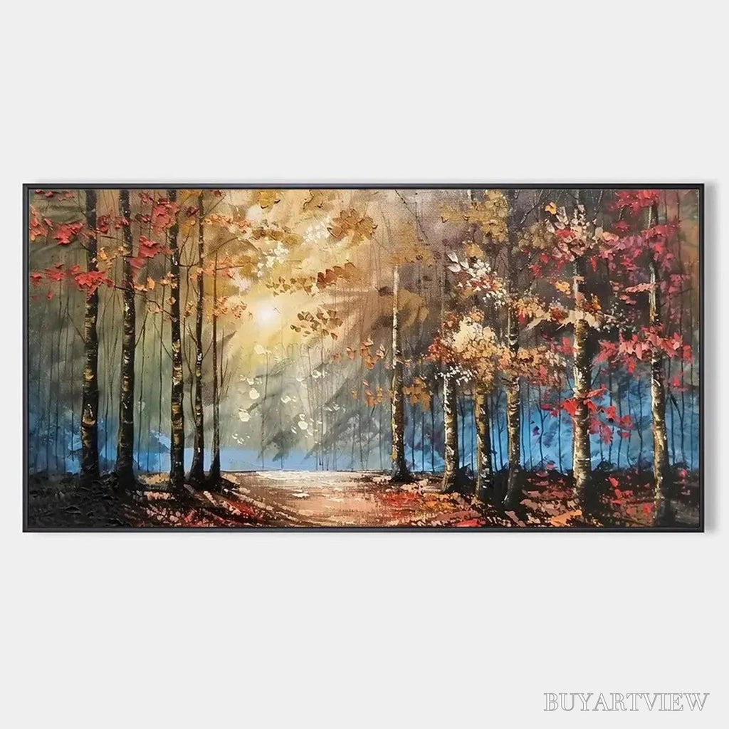 ARTOVITAS Autumn Trail – Textured Autumn Forest Landscape Painting - image 1