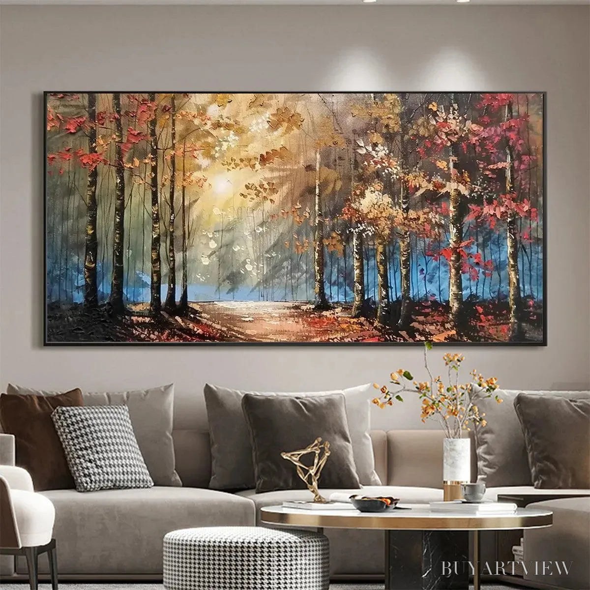 ARTOVITAS Autumn Trail – Textured Autumn Forest Landscape Painting - image 2